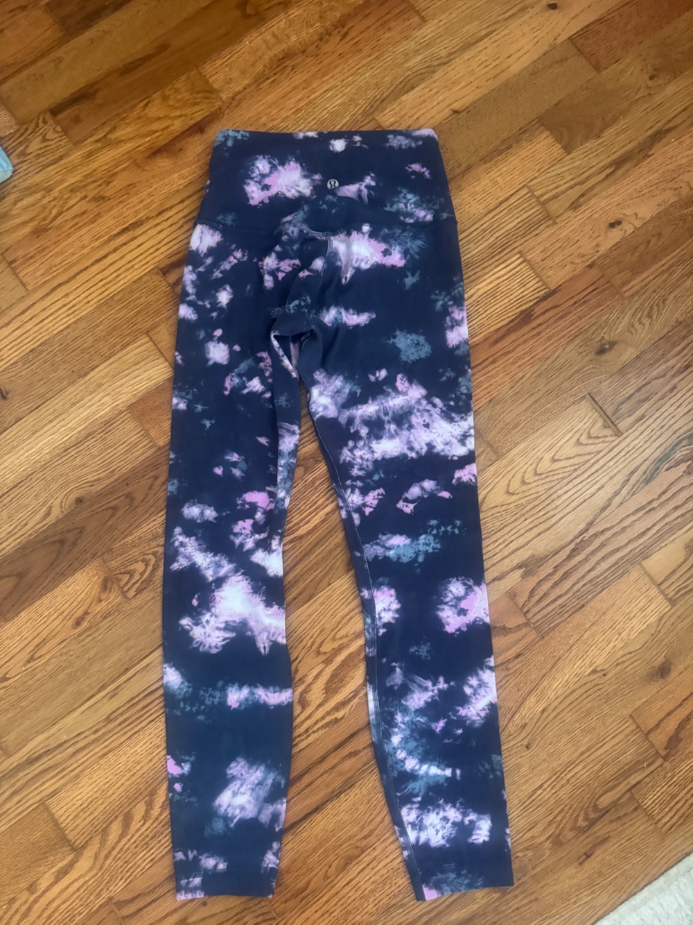 lululemon athletica Navy Leggings with Pink and Light Blue Tie-Dye